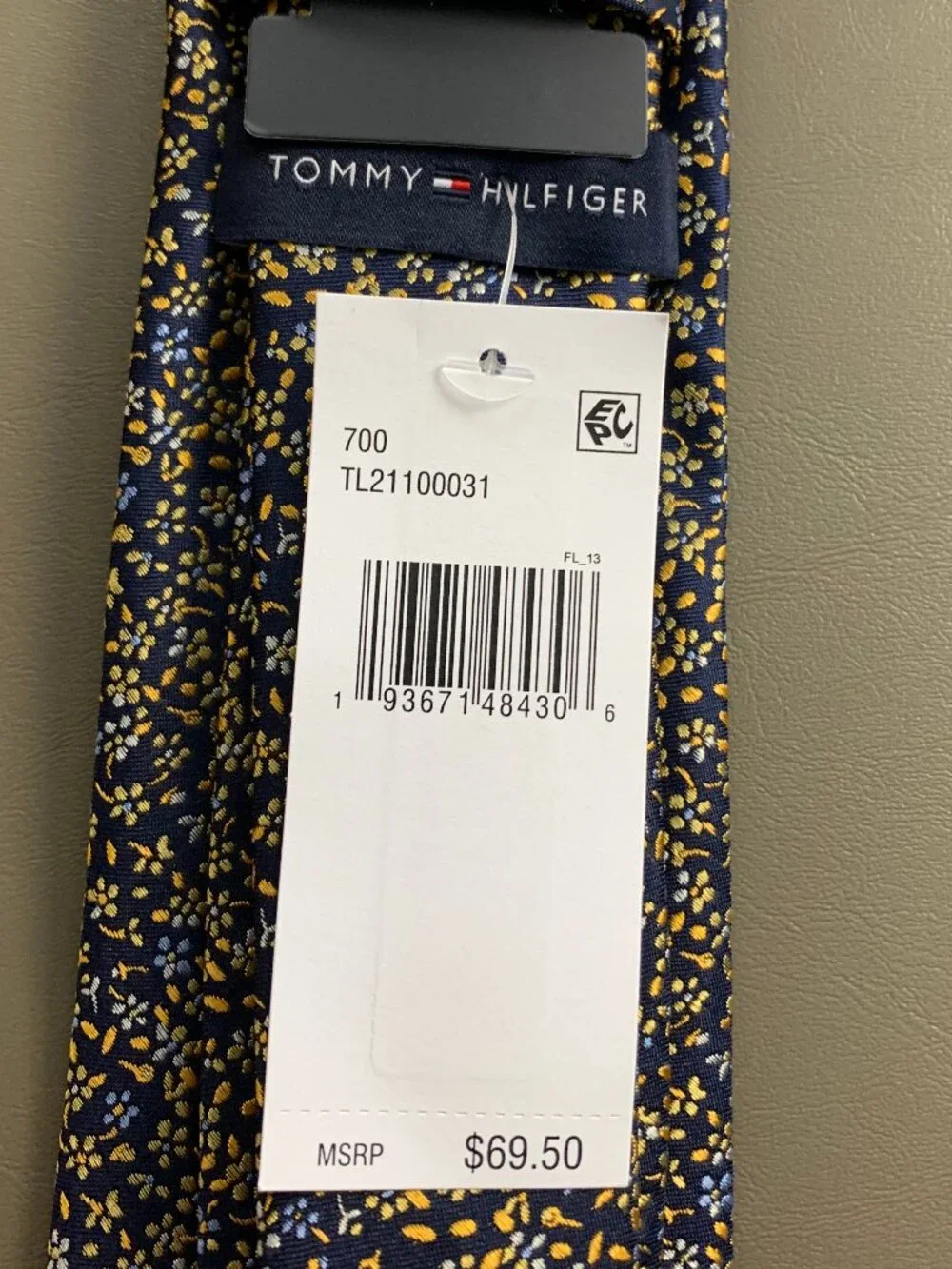 Tommy Hilfiger Men's 3'' Silk Blend Neck Tie, Blue Yellow Multi Botanical Floral
